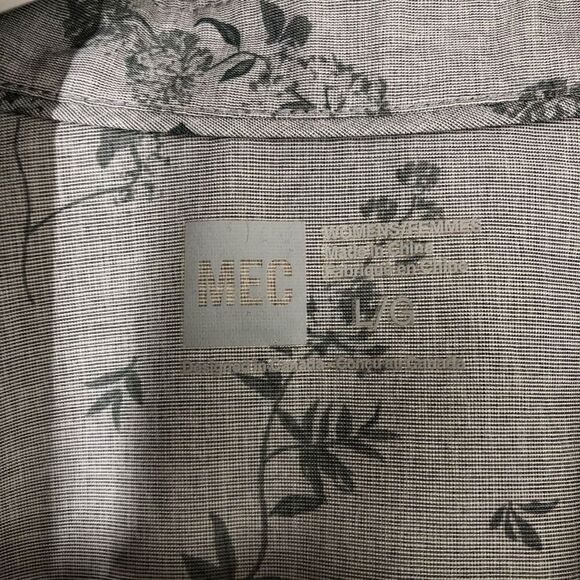 Mec Grey Drop Shoulder Floral Button Up‎ Blouse Sz L - Picture 3 of 4